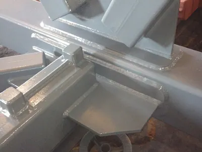 Welded gusset joint of a painted steel truss
